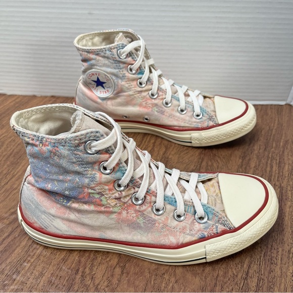 Converse High Top Faded BoHo Floral Patchwork Sneakers Size 6 - Picture 3 of 15